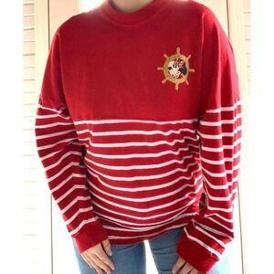 Disney Cruise Line Spirit Jersey Mickey Mouse Nautical Red White Striped XXL